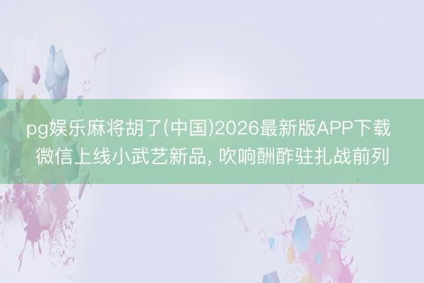 pg娱乐麻将胡了(中国)2026最新版APP下载 微信上线小武艺新品， 吹响酬酢驻扎战前列