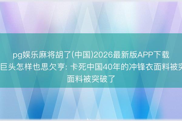 pg娱乐麻将胡了(中国)2026最新版APP下载 泰西巨头怎样也思欠亨: 卡死中国40年的冲锋衣面料被突破了