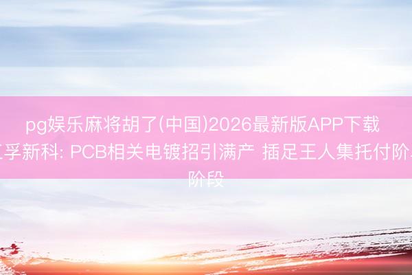 pg娱乐麻将胡了(中国)2026最新版APP下载 三孚新科: PCB相关电镀招引满产 插足王人集托付阶段