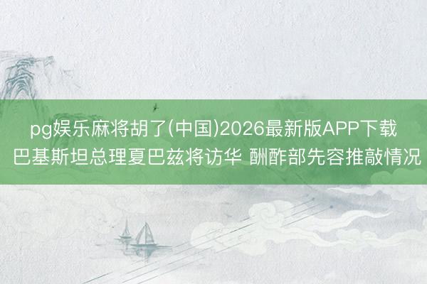 pg娱乐麻将胡了(中国)2026最新版APP下载 巴基斯坦总理夏巴兹将访华 酬酢部先容推敲情况