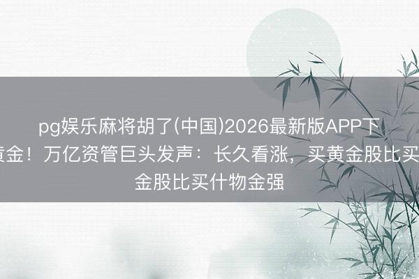 pg娱乐麻将胡了(中国)2026最新版APP下载 事关黄金！万亿资管巨头发声：长久看涨，买黄金股比买什物金强
