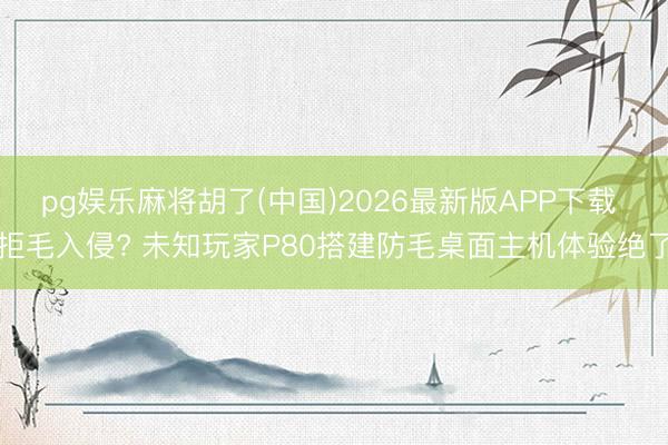 pg娱乐麻将胡了(中国)2026最新版APP下载 拒毛入侵? 未知玩家P80搭建防毛桌面主机体验绝了