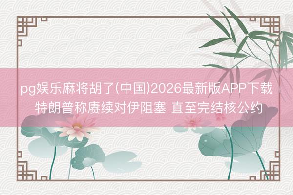 pg娱乐麻将胡了(中国)2026最新版APP下载 特朗普称赓续对伊阻塞 直至完结核公约