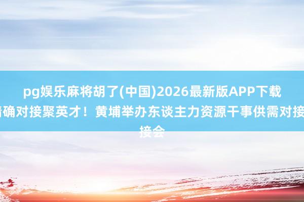 pg娱乐麻将胡了(中国)2026最新版APP下载 精确对接聚英才！黄埔举办东谈主力资源干事供需对接会