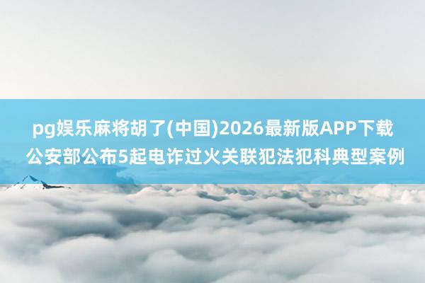 pg娱乐麻将胡了(中国)2026最新版APP下载 公安部公布5起电诈过火关联犯法犯科典型案例